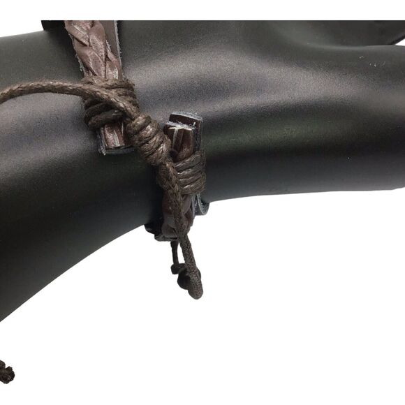 Jesus ICHTHUS Fish Charm Leather Adjustable Bracelet Set Boho Stack 6.5–7.5 in - Picture 7 of 15